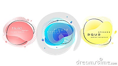 Set of liquid pastel color abstract geometric shapes. Vector Illustration