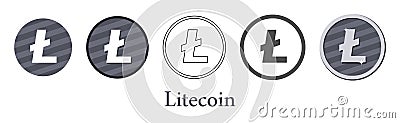 Set of Litecoin crypto currency icons Vector Illustration