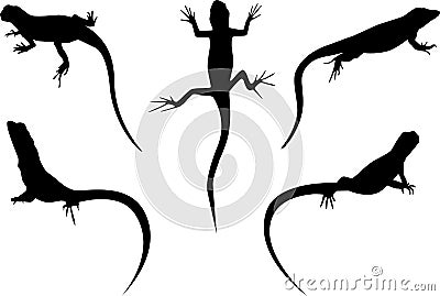 set of lizards black silhouette vector illustration Vector Illustration