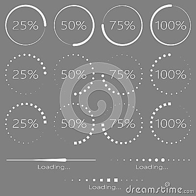 Set of loading elements. Preloaders and progress bar Vector Illustration