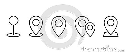 Set of location, pin point icon in line style. Map marker, address concept. Editable stroke Vector Illustration