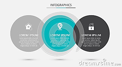 Set Location shield, House flood and Broken or cracked lock. Business infographic template. Vector Vector Illustration