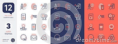 Set of Lock, Dont touch and Recycle line icons. For design. Vector Vector Illustration