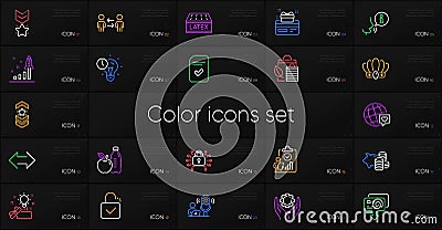 Set of Lock, Teamwork business and Checked file line icons. For design. Vector Stock Photo