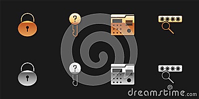 Set Lock, Undefined key, House intercom system and Password protection icon. Vector Vector Illustration