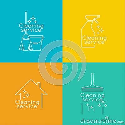 Set Logo cleaning service Vector Illustration