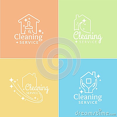 Set of Logo Cleaning Service Vector Illustration