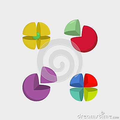 Set logo sphere. 3d abstract ball logos. Scope of segments. Ve Vector Illustration