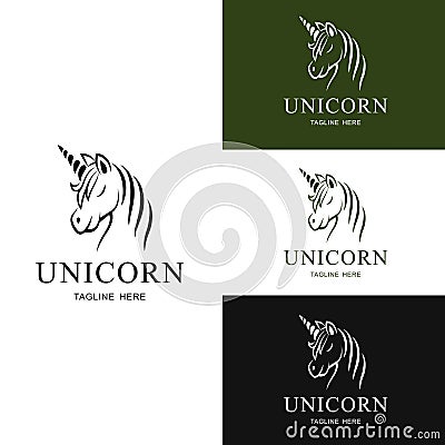 Set of Logo unicorn design Vector Illustration