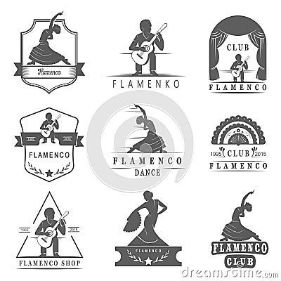 Set Logos and Badges Flamenco Stock Photo