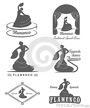 Set Logos and Badges Flamenco Stock Photo