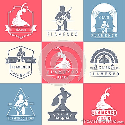 Set Logos and Badges Flamenco Stock Photo