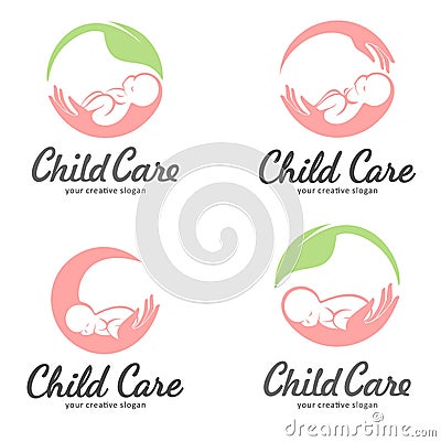 Set of logos of child care, motherhood and childbearing Vector Illustration