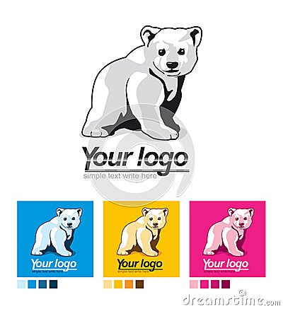 Set of logos, corporate design. White bear Vector Illustration