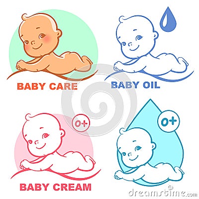 Set of logotypes for baby care products Vector Illustration