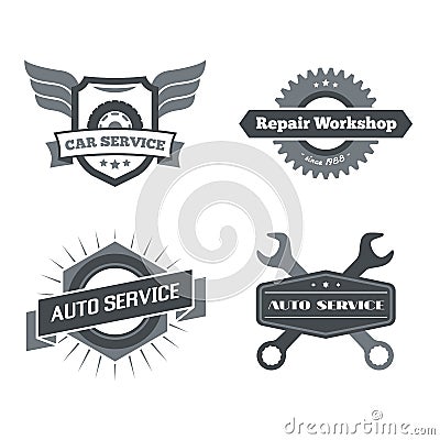 Set of logotypes for mechanic, garage, car repair, service Vector Illustration