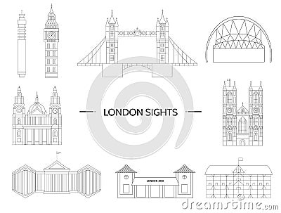 London landmarks set Vector Illustration