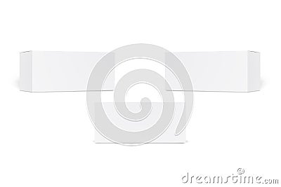 Set of long white cardboard boxes isolated on white background. Set of blank product packaging boxes isolated. Realistic Vector Illustration