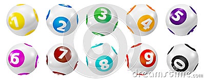 Set of Lottery Colored Number Balls 0-9 Stock Photo