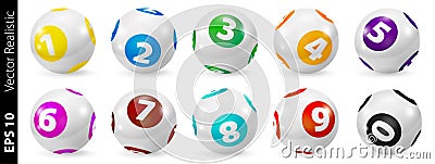 Set of Lottery Colored Number Balls 0-9 Vector Illustration