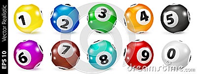 Set of Lottery Colored Number Balls 0-9 Vector Illustration