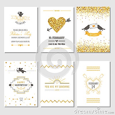 Set of Love Cards Vector Illustration