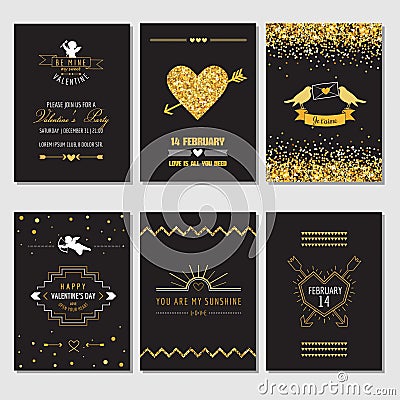 Set of Love Cards Vector Illustration