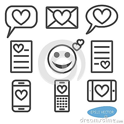 Set of love message icons Vector Illustration