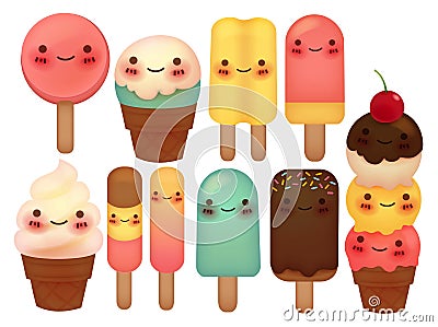 Set of Lovely Ice Cream Stock Photo