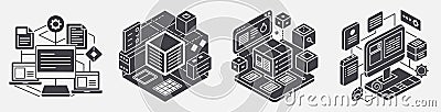 set low code development platforms template, coding programming software Stock Photo