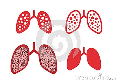 Set of lung cancer icons in vector design Vector Illustration