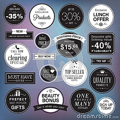 Set of luxury badges and stickers Vector Illustration