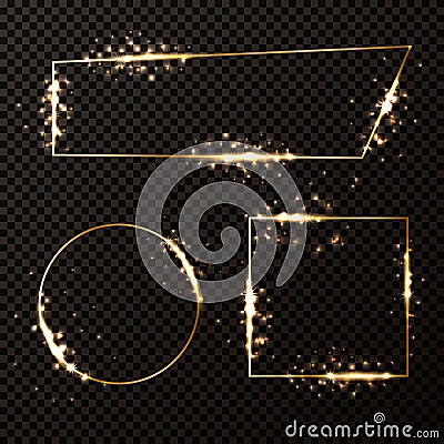 Golden frames set Vector Illustration