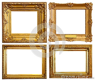 Set of Luxury gilded frames Stock Photo