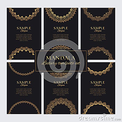 Set of luxury golden arabic ornaments and round frames Vector Illustration