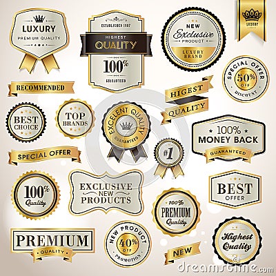 Set luxury labels and ribbons Vector Illustration