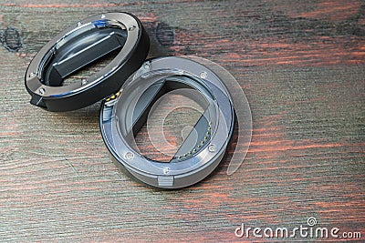 A set of macro rings to replace the macro-objective. Stock Photo