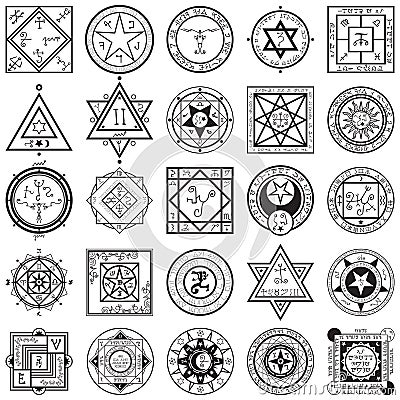 Set of Magic and Alchemy Sigils Vectors Vector Illustration