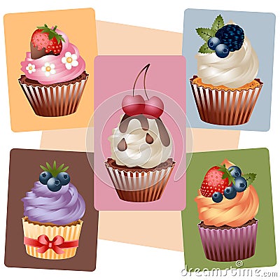 A set of magical and realistic cupcakes Stock Photo