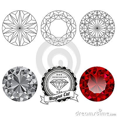 Set of magna cut jewel views Stock Photo