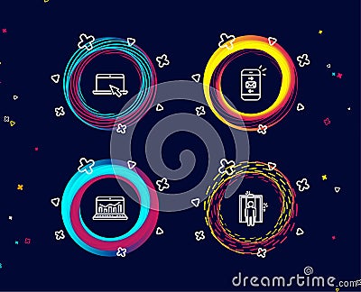 Mail, Web analytics and Portable computer icons. Elevator sign. Vector Illustration