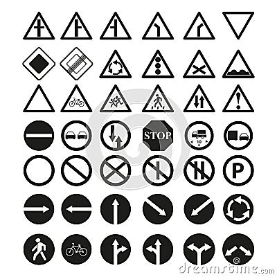 Set of the main road of signs icons Vector Illustration