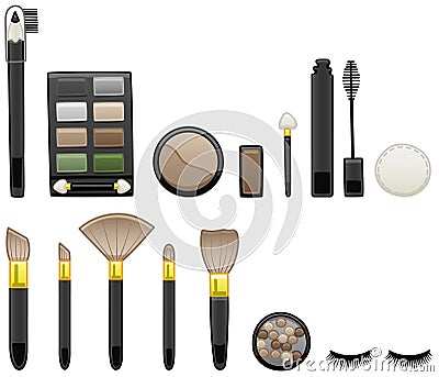 Set of makeup accessories on white background Stock Photo