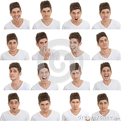 Set of male facial expressions Stock Photo