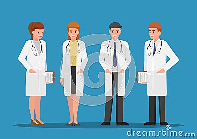 Set of male and female doctors characters Vector Illustration