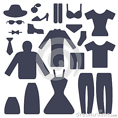 Set of male and female garments Stock Photo