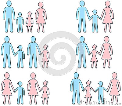 Set of male and female simple symbols family Stock Photo