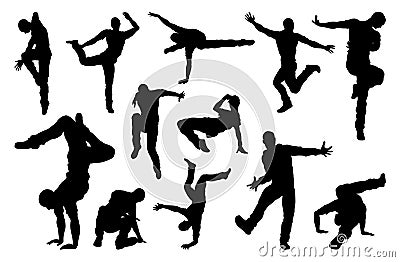 Street Dance Dancer Silhouettes Vector Illustration