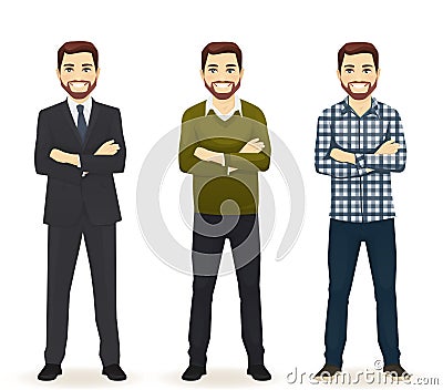 Set of man in different clothes Vector Illustration