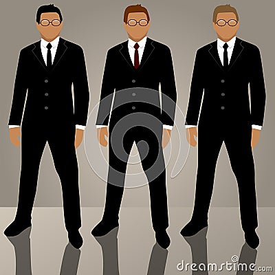 Set of man in suit avatars Vector Illustration